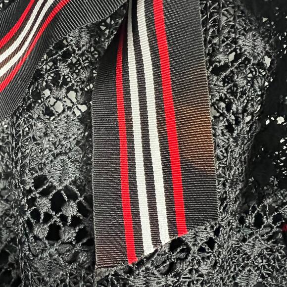 SANDRO Paris Fidele Tie-Neck Lace Mini Dress Black Sleeveless Cocktail Sz S - Picture 8 of 11